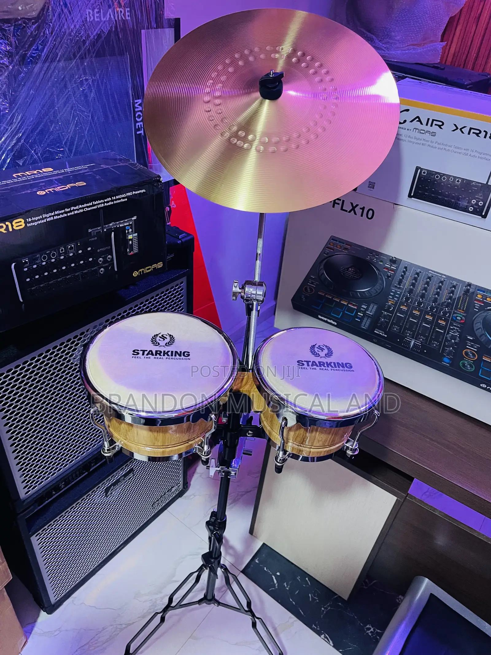 Professional Bongo Drum With Cymbals