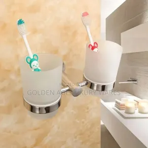 Double Cup Holder for Toothbrush/Paste