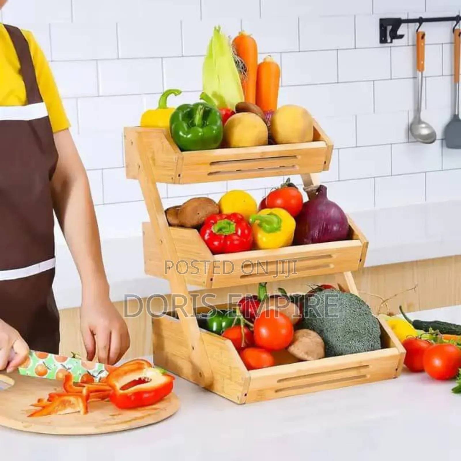 Qaulity 3tier Bamboo Fruit and Vegetables Storage Kitchen .