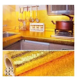 Gold and Silver Adhesive Cabinet Foil Kitchen Wallpapers