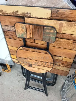 Foldable Wooden Table and Chair With Steel Stands