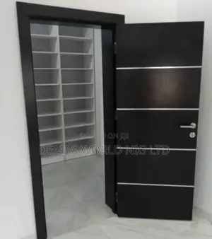 Black With Silver Line Wooden Door