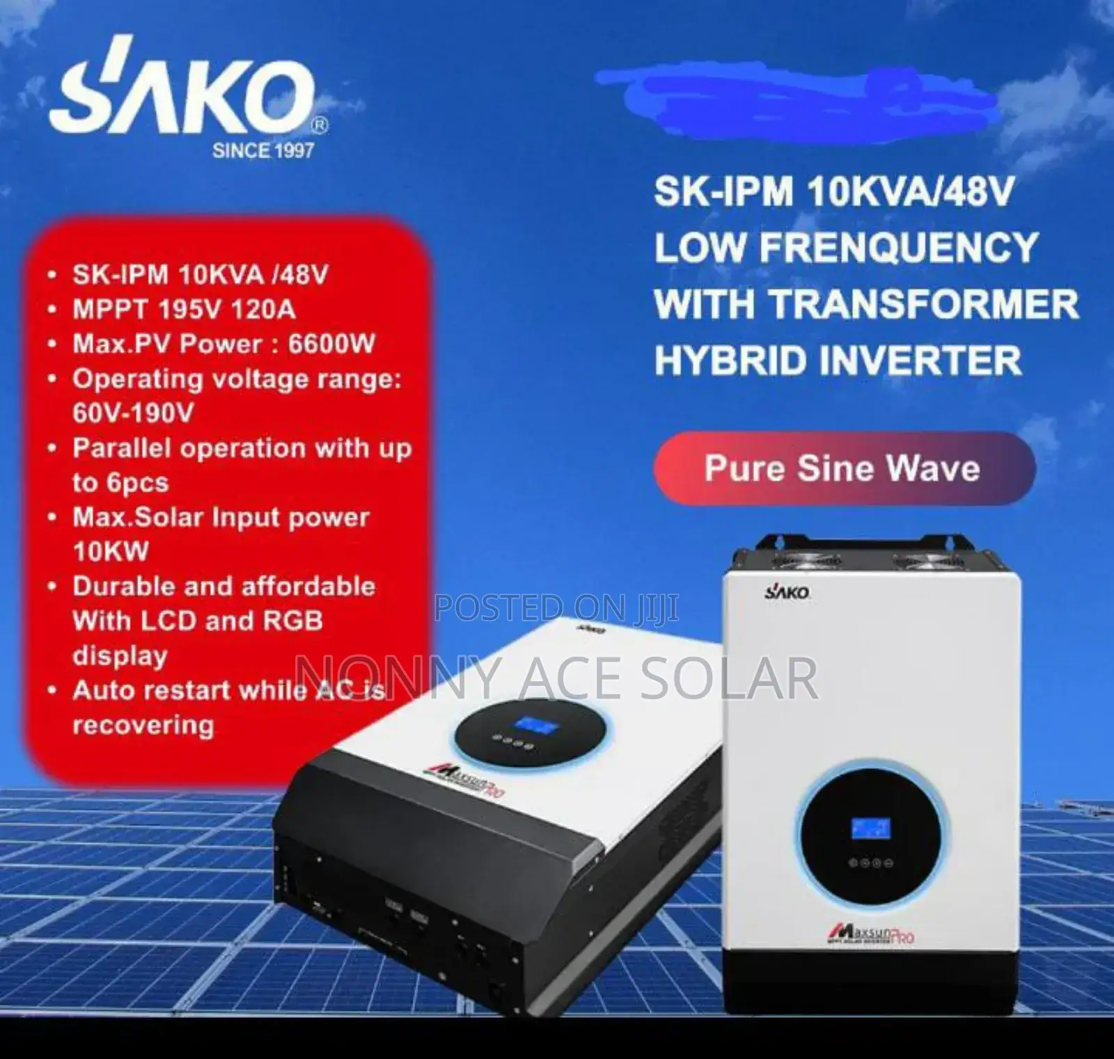 Sako 10kva Hybrid Inverter With 120ah Controller (Transformer Base)