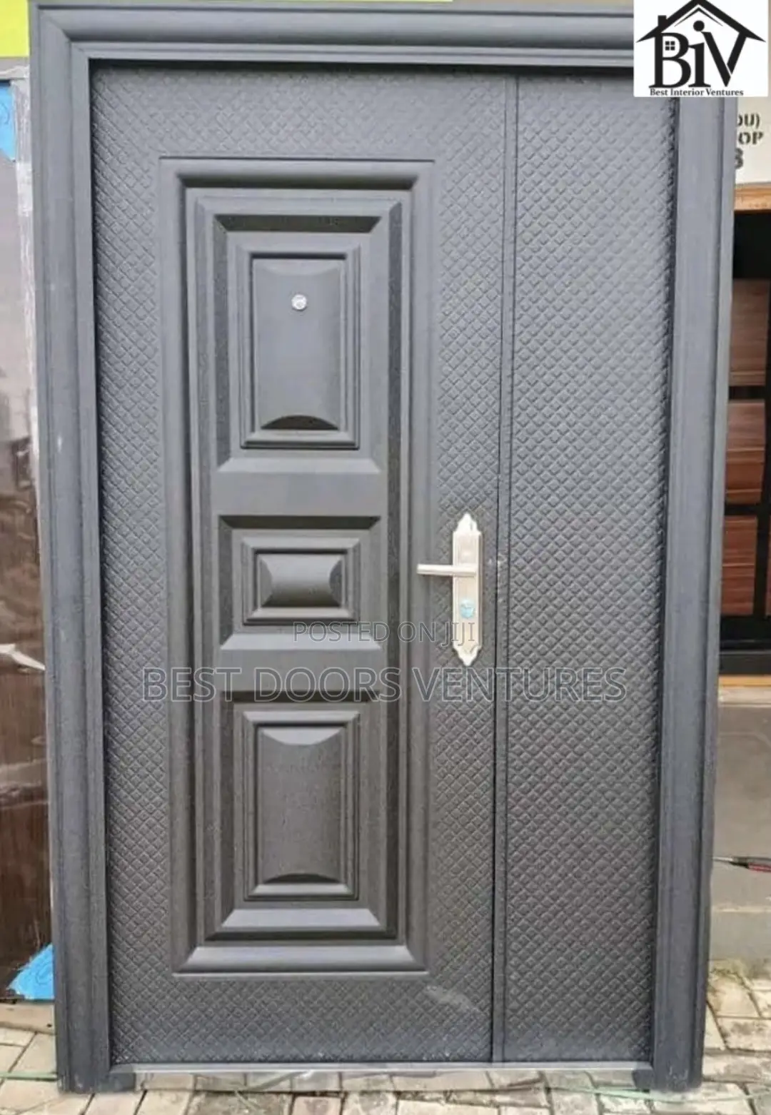 4ft by 7ft Security Door 3panel Black Color