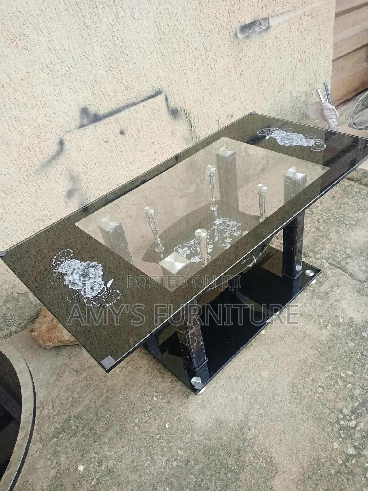 Glass Centre Table Black and Brown