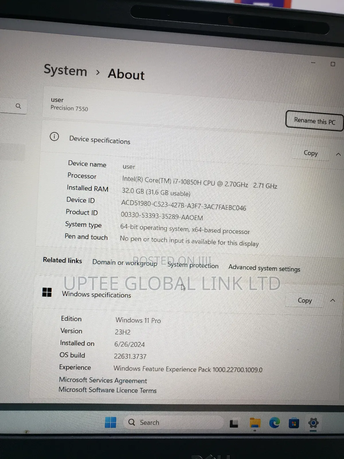 Laptop Dell Precision 7550 32GB Intel Core I7 SSD 512GB
