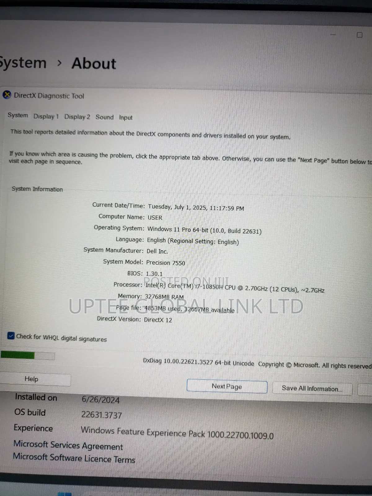 Laptop Dell Precision 7550 32GB Intel Core I7 SSD 512GB