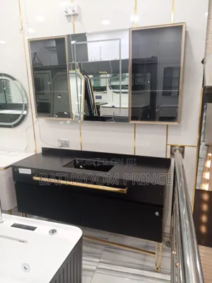 Special Black Cabinet With Led Mirror