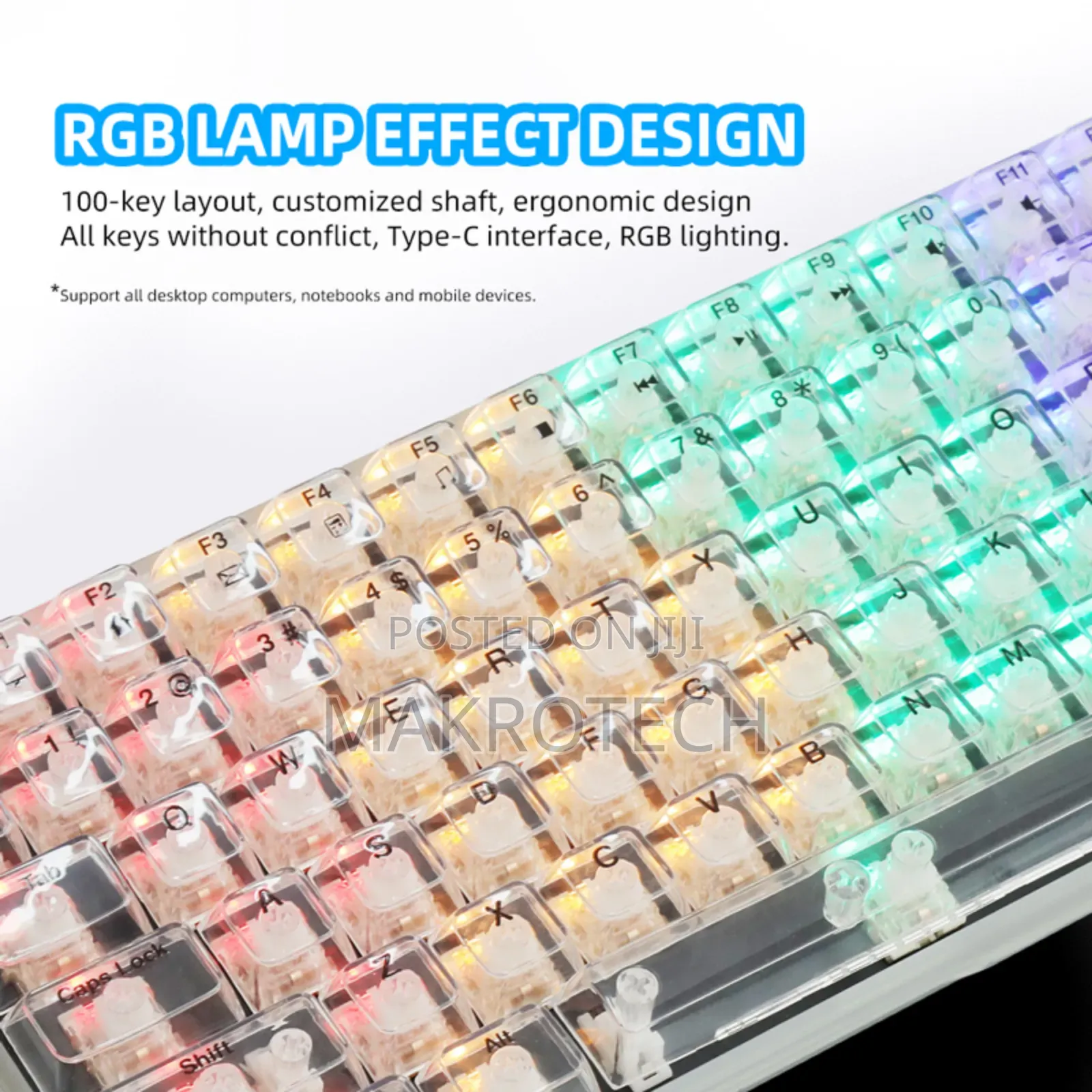 Y-fruitful Wired 100 Keys Rgb Backlit Transparent Mechanical