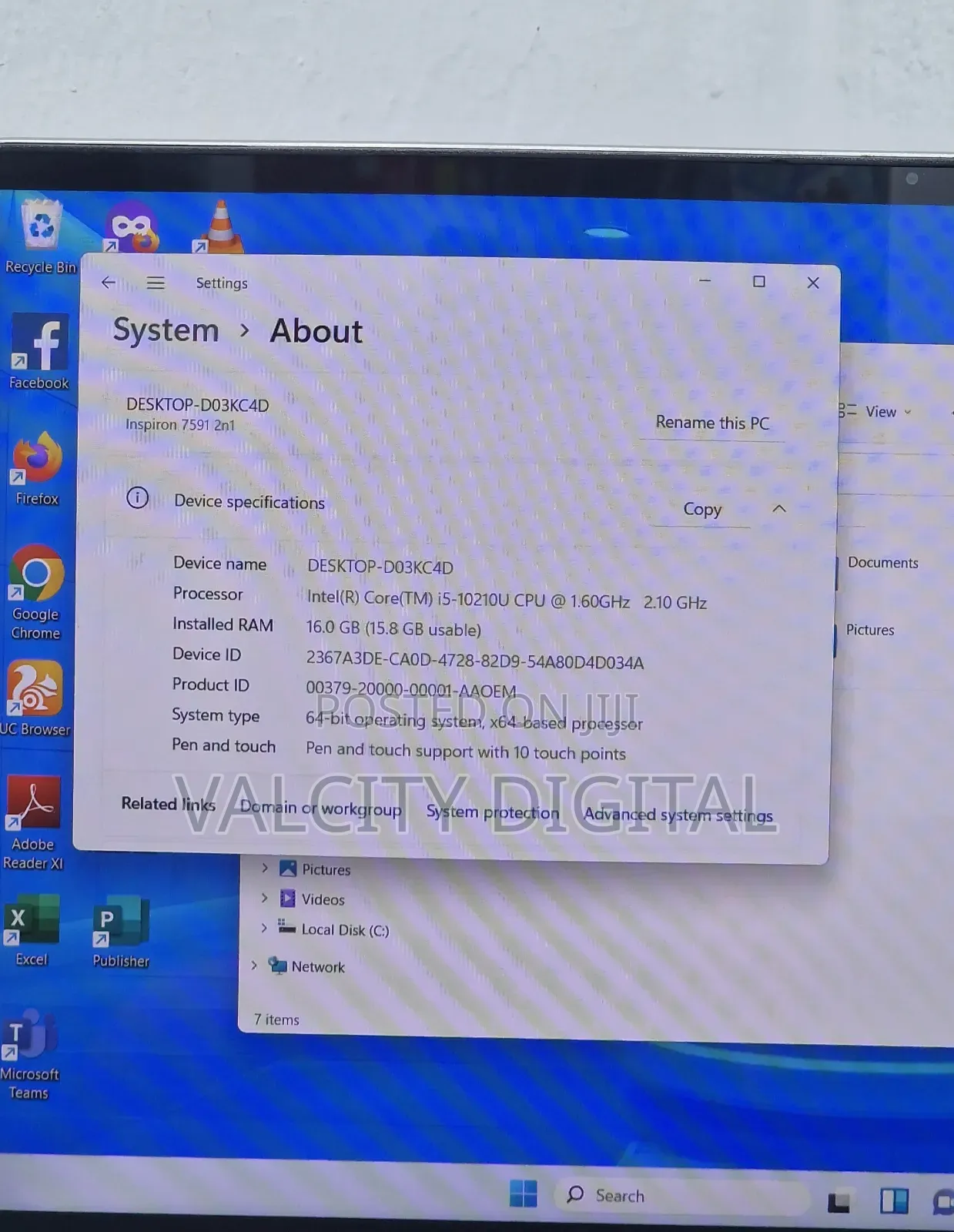 Laptop Dell Inspiron 15 16GB Intel SSD 256GB