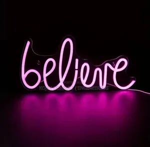1pc Led Believe Shaped Neon Sign 5v Usb Power Supply