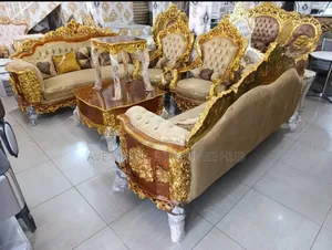 Set of Sofa Chair by 8 Seater With Table and 2 Stools.