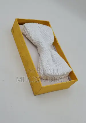 Classic Stylish White Knitted Bow Tie