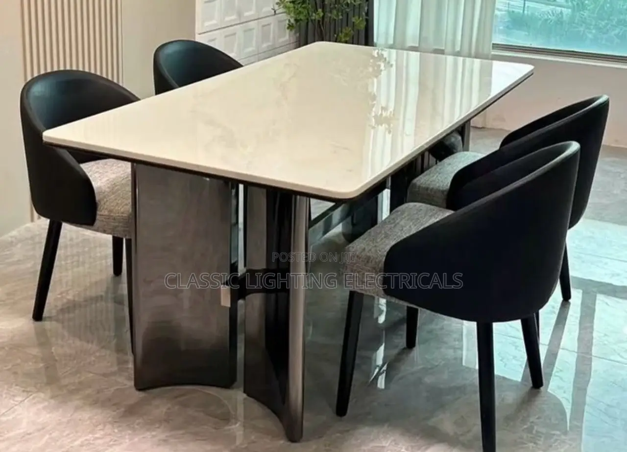 Rock Slab Dining Table and Chair Combination Rectangular