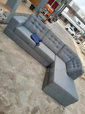 L Shaped Grey Sofa Chair