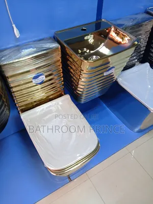 Luxury Gold Water Closet With Wall Mount Basin