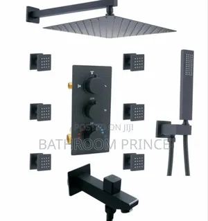 Black Conduit 6ways Shower Mixer With Jets
