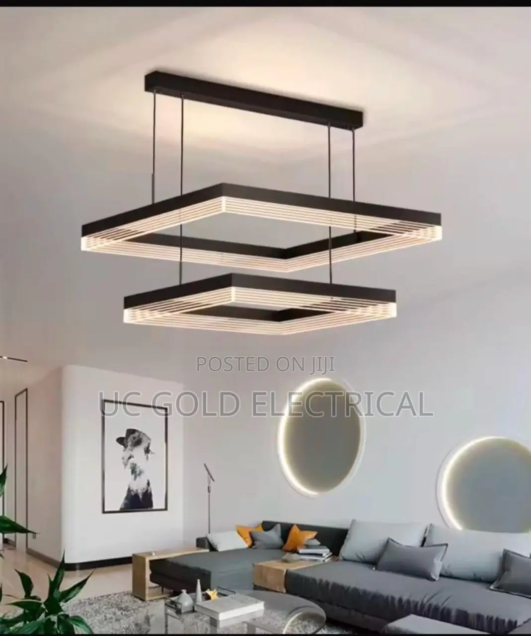 Nordic Square Led Ceiling Chandeliers Dimming Aluminium