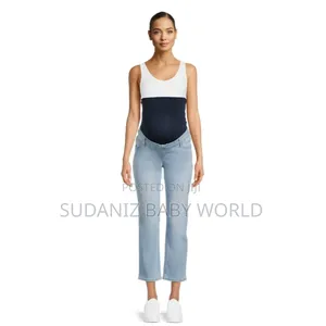 Time and Tru Women Maternity Straight Jeans With Belly Band