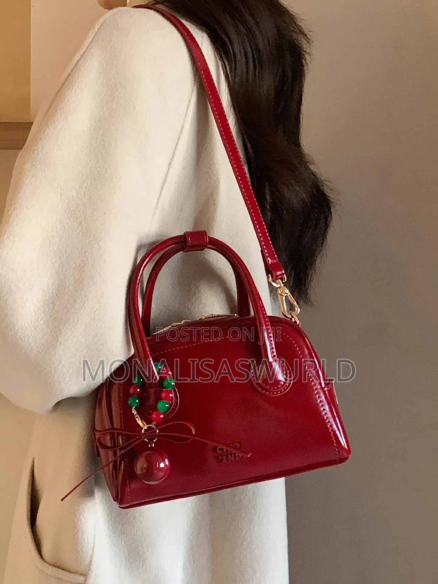 Red Hand Bag With Accessories