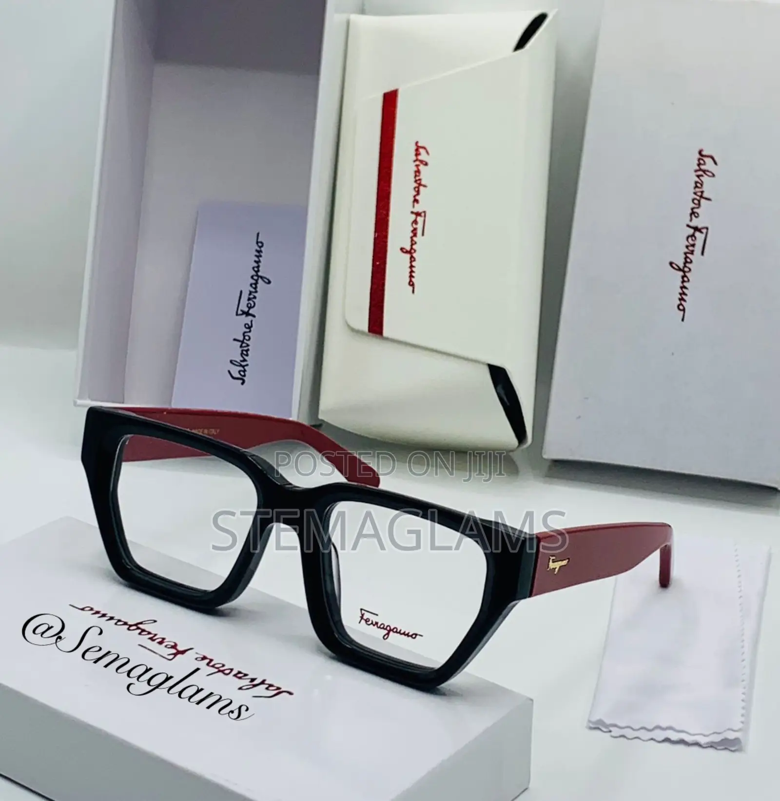 Salvatore Ferragamo Men’S Square Glasses With Wide Legs