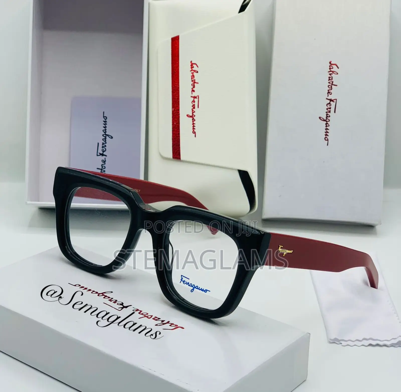 Salvatore Ferragamo Men’S Square Glasses With Wide Legs