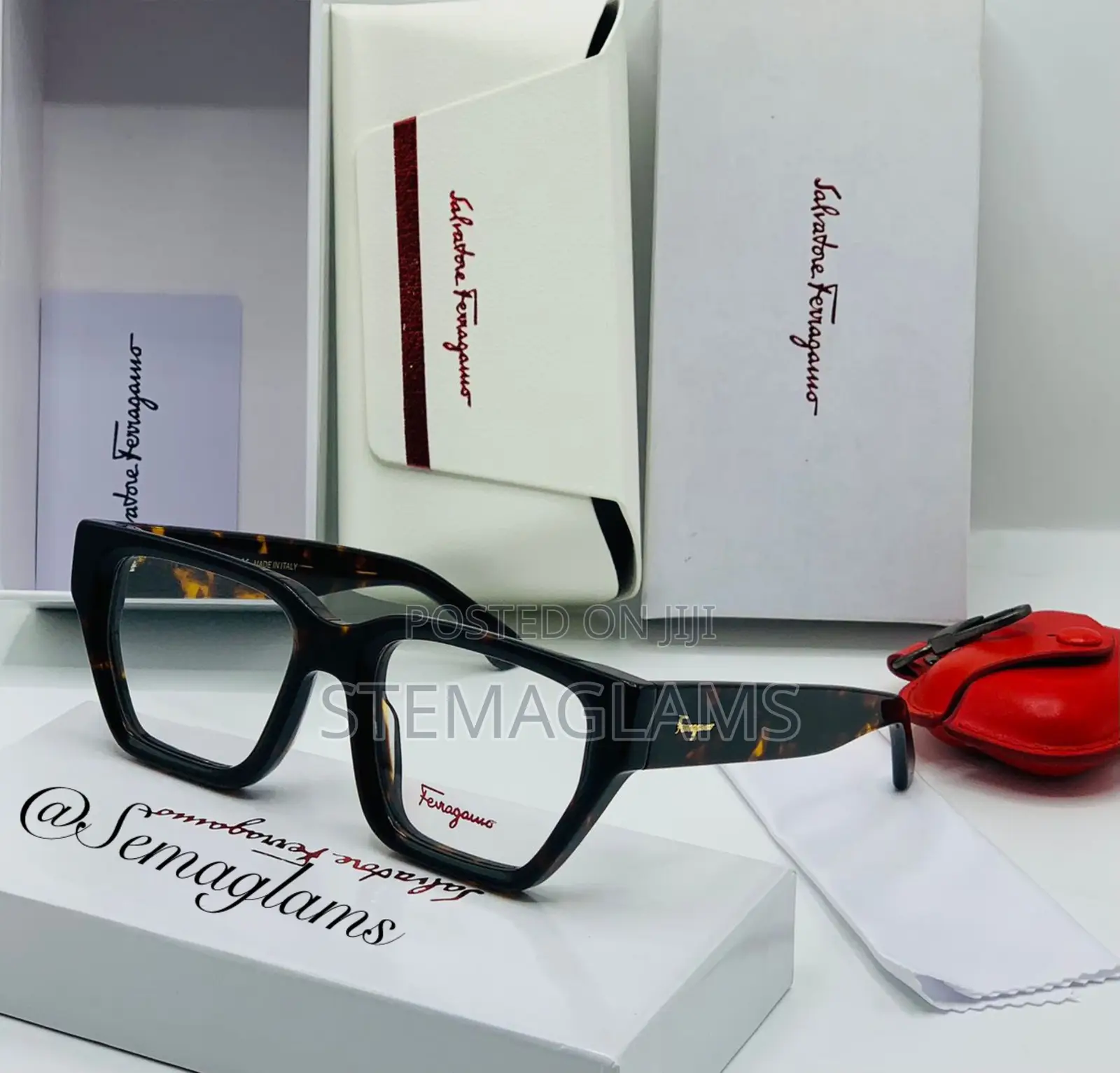 Salvatore Ferragamo Men’S Square Glasses With Wide Legs