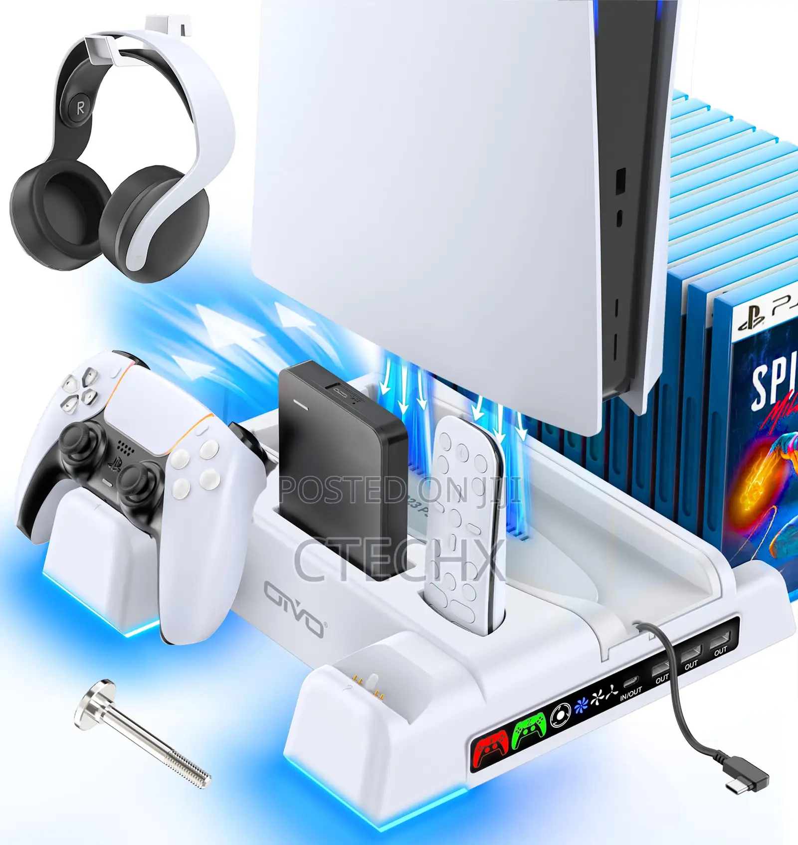 PS5 Slim / Pro Cooling Stand With Controller Charger