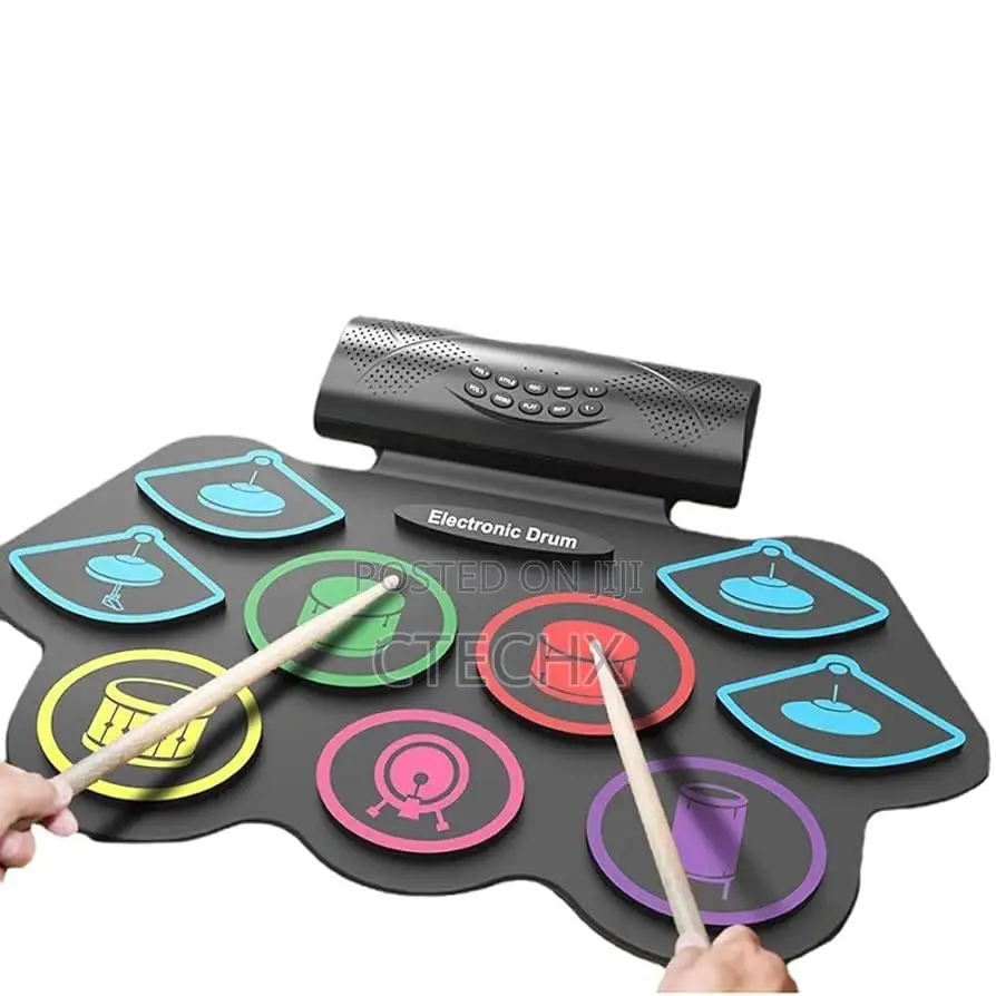 Cnapxaia Electric 9 Pads Silicone Drum Set With Dual Speaker