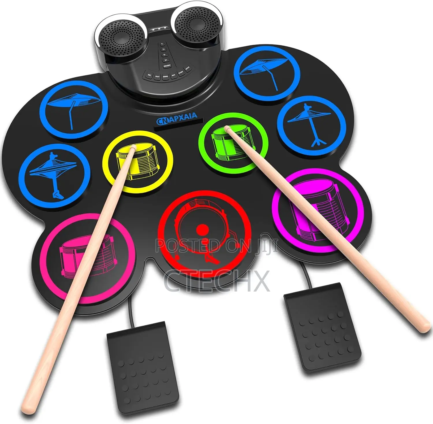 Cnapxaia Electric 9 Pads Silicone Drum Set With Dual Speaker