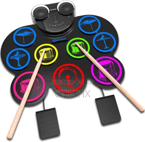 Cnapxaia Electric 9 Pads Silicone Drum Set With Dual Speaker