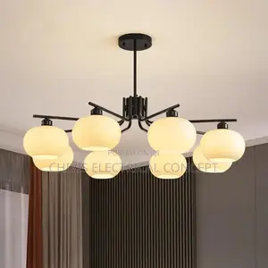 Modern Real Copper Glass Ball Ceiling Chandelier Living Room