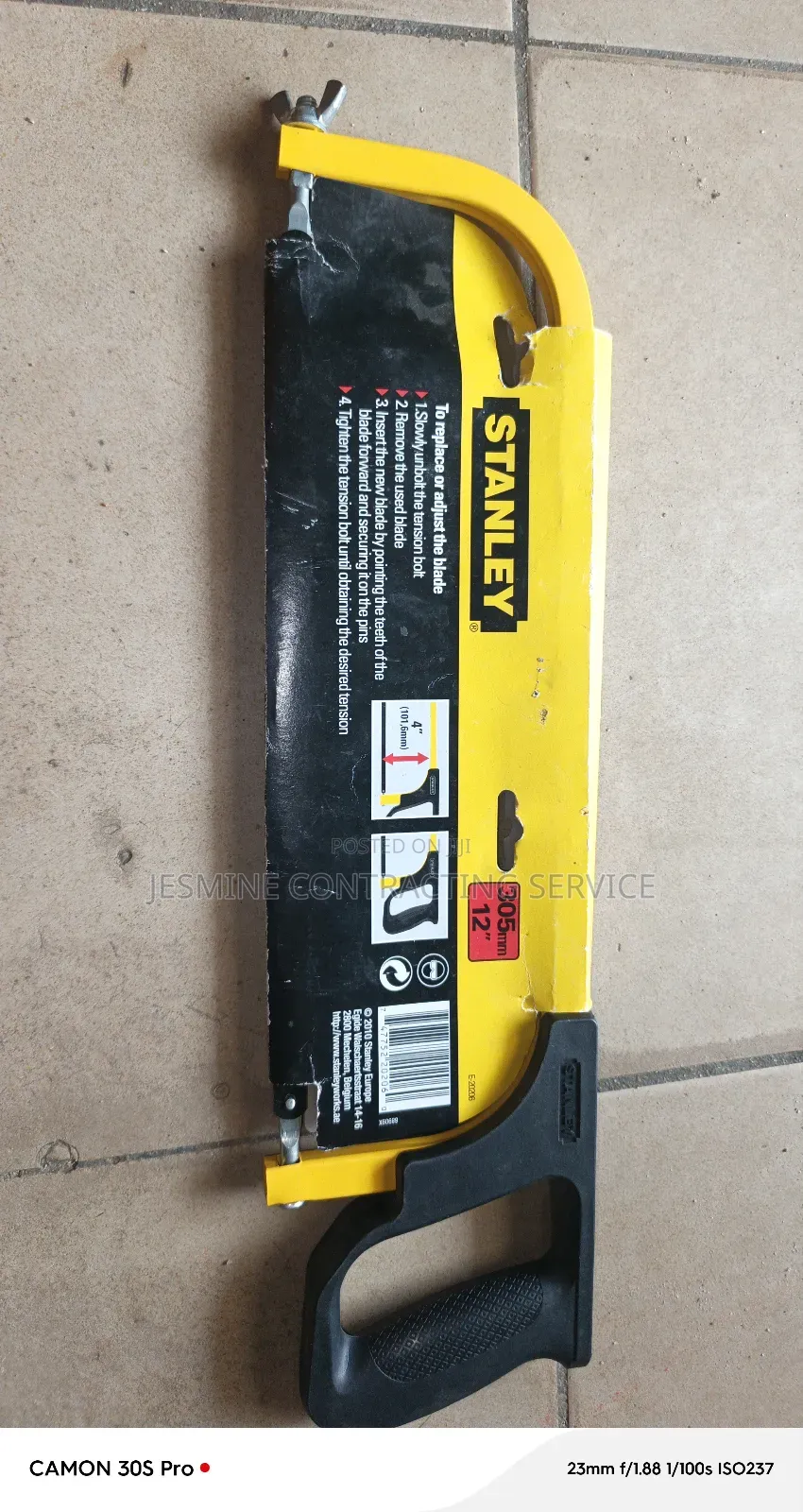 Stanley Fixed Hacksaw Blade 12"
