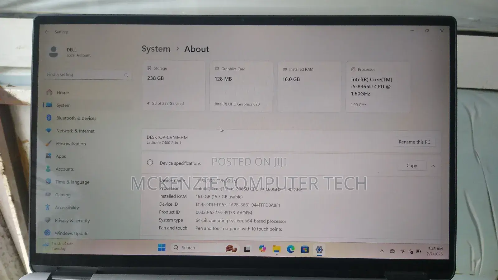 Laptop Dell Latitude 7400 16GB Intel Core I5 SSD 256GB