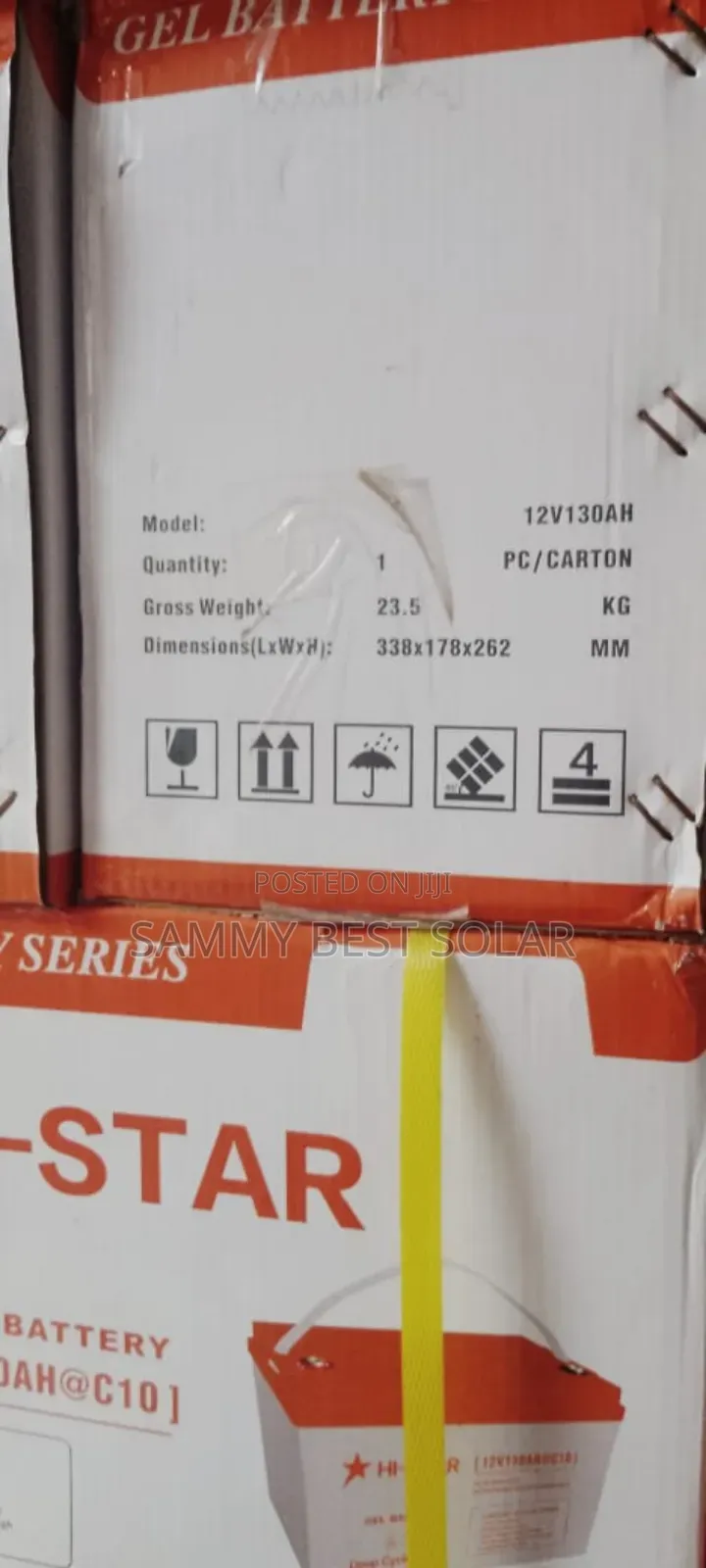 130ah/12v Hi-Star Solar Battery With Long Lasting Power