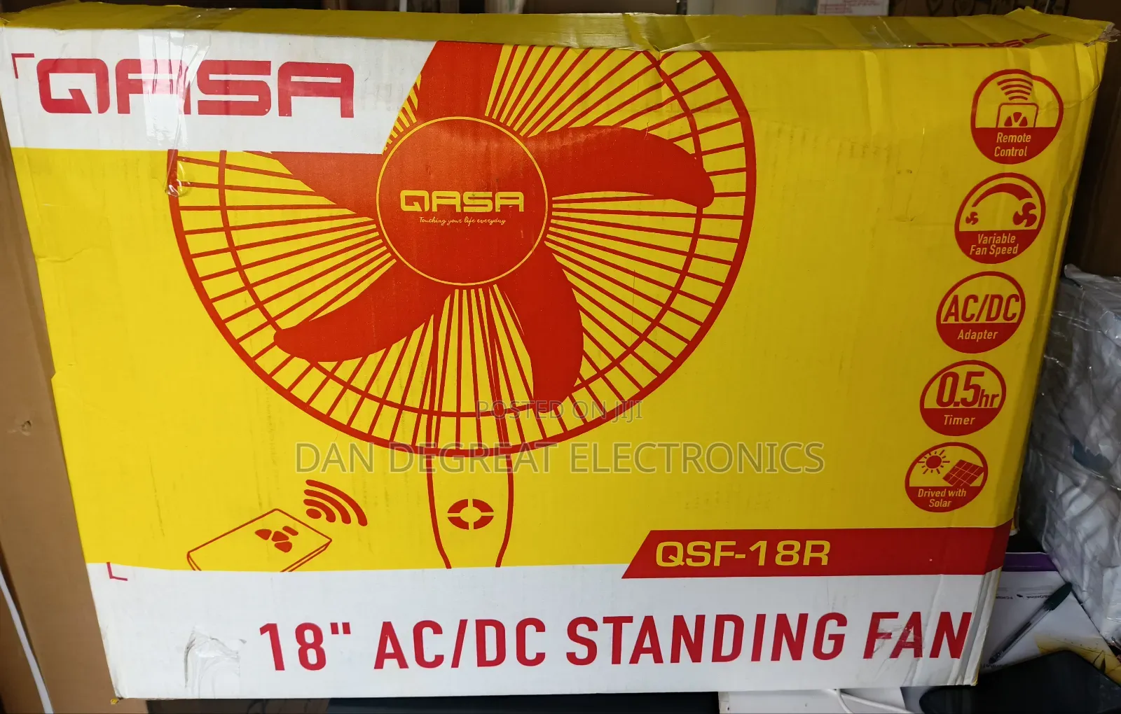 Qasa 18" Ac/Dc Rubber Blade Standing Fan