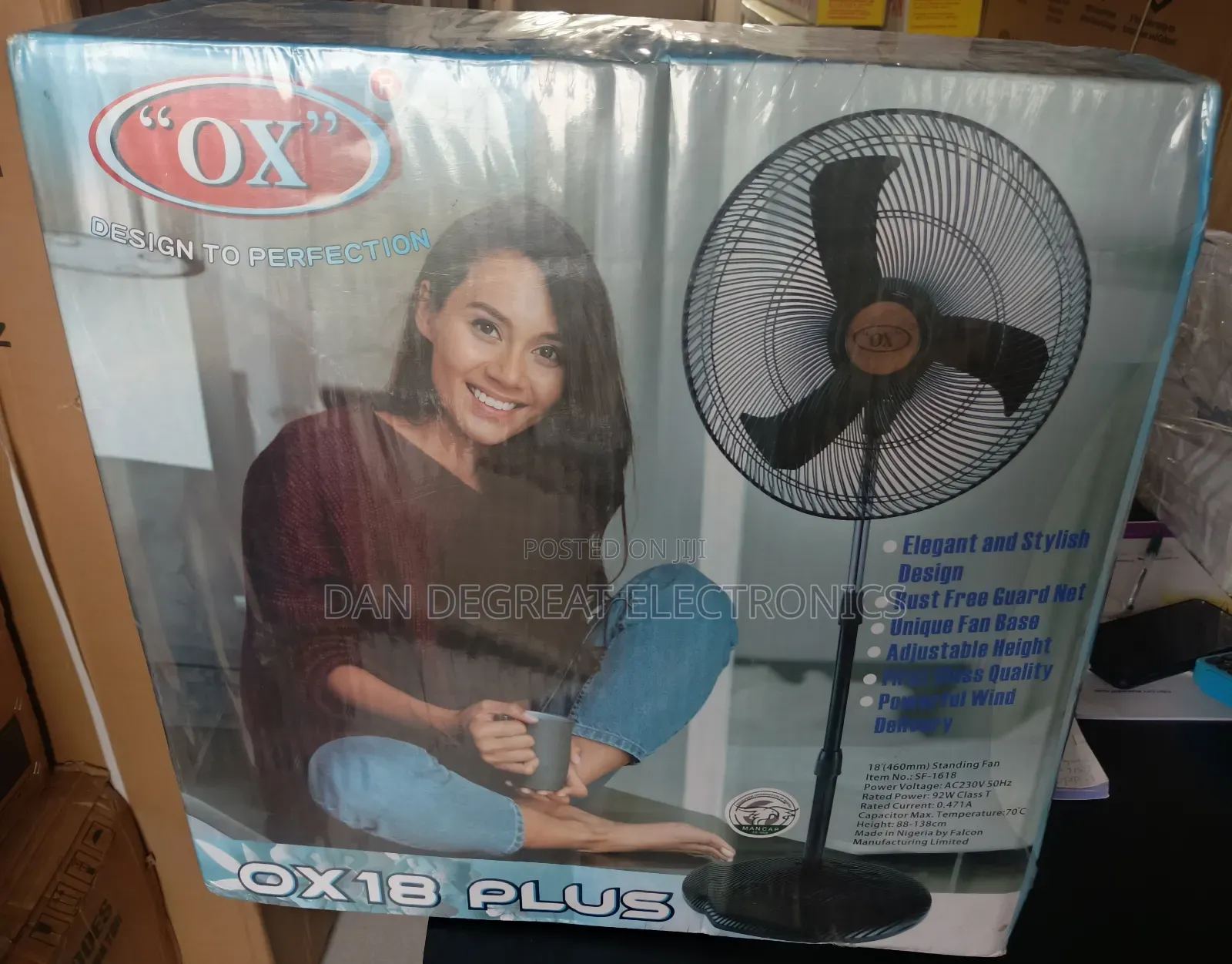 Ox Plus 18" Rubber Blades Standing Fan