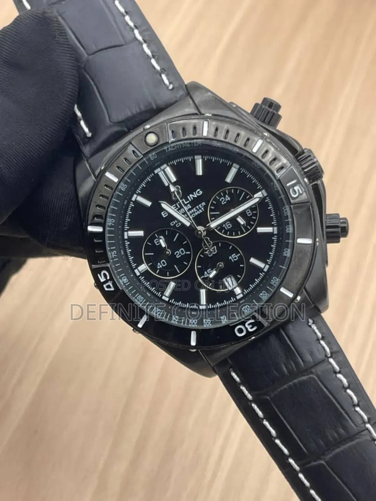 Breitling Leather Chronography Wristwatch