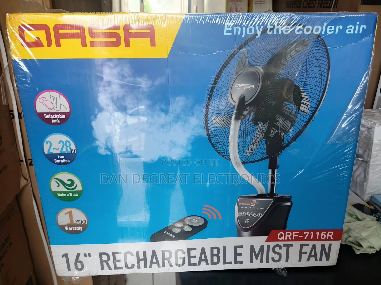 Qasa 16" Rechargeable Mist Standing Fan