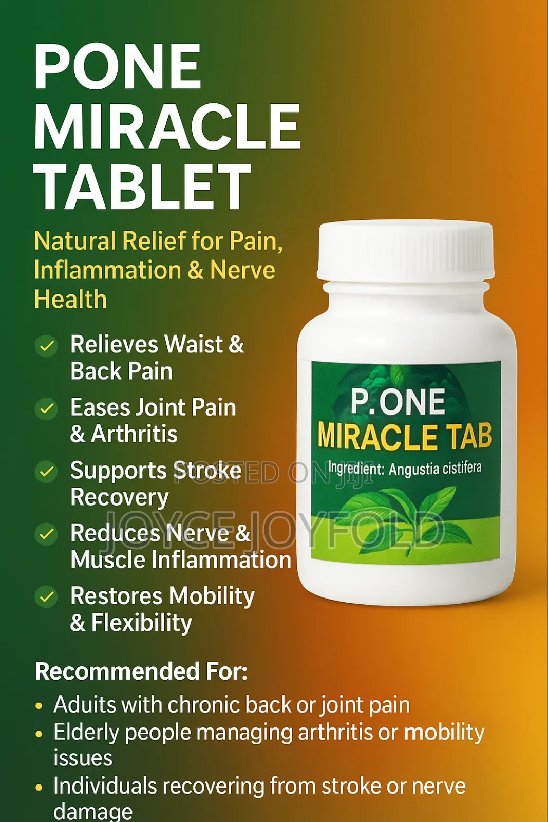 P-One Miracle Tablet- Arthritis, Stroke, Shoulder Pain