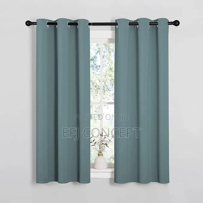 Greyish Blue Modern Blackout Curtains Noise Reducing