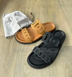Original Hermes Design Leather Slippers