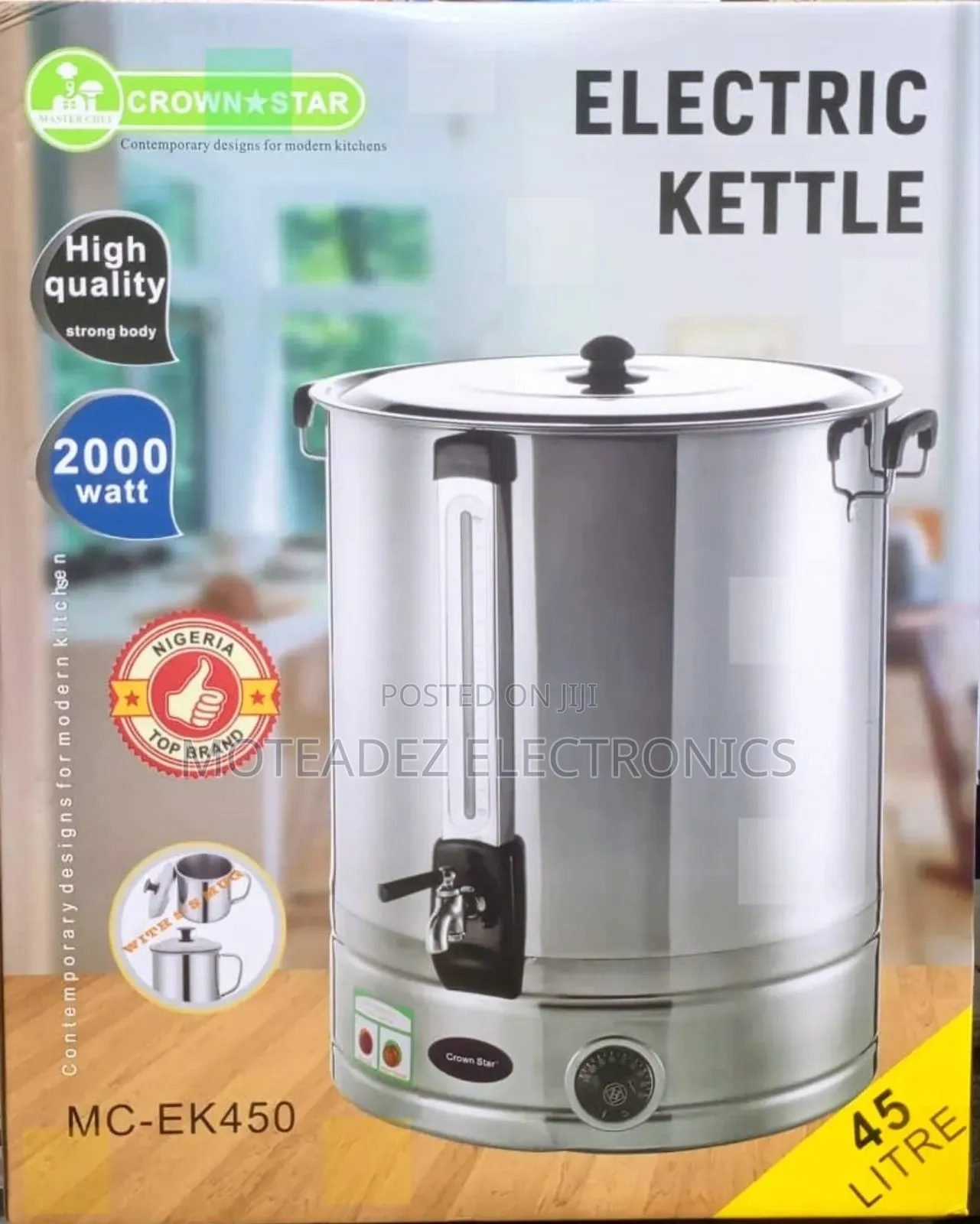 Master Chef 45l (2000w) Large Electric Kettle With Dispenser