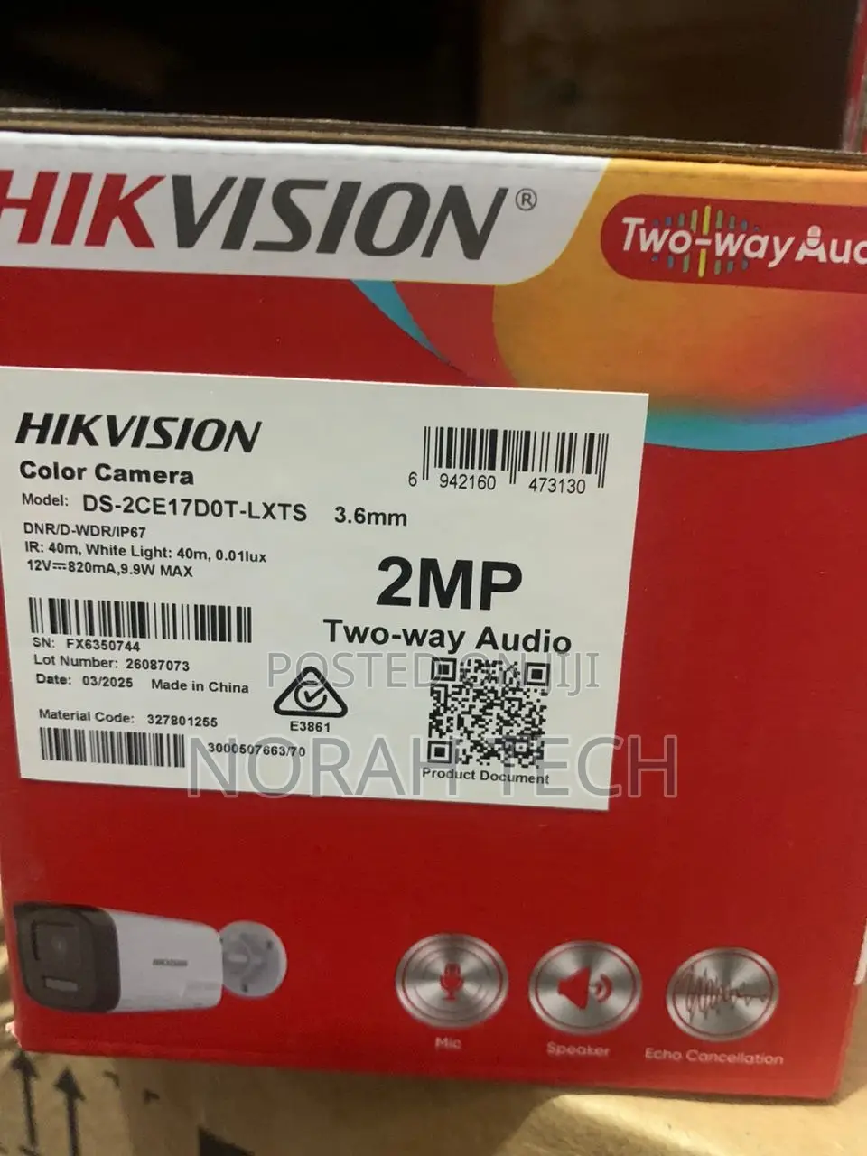 Hikvision Two-Way Audio Camera 2mp Ds-2ce17dot-LXTS