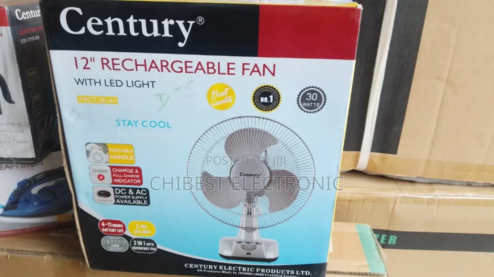 Century Rechargeable Fan 12 Inches