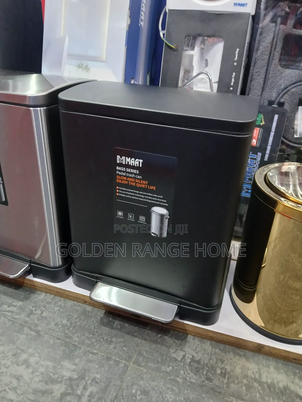 30l Black Square Shape Waste Bin