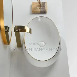 Bathroom Gold Line Ceramic Table Top Basin