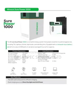 Winock Surepower 1000 Power Station With 1 Solar Panel 320w