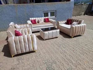 Quality Couch of 7 Seaters Sofa Chairs and Glass Table. Sa16