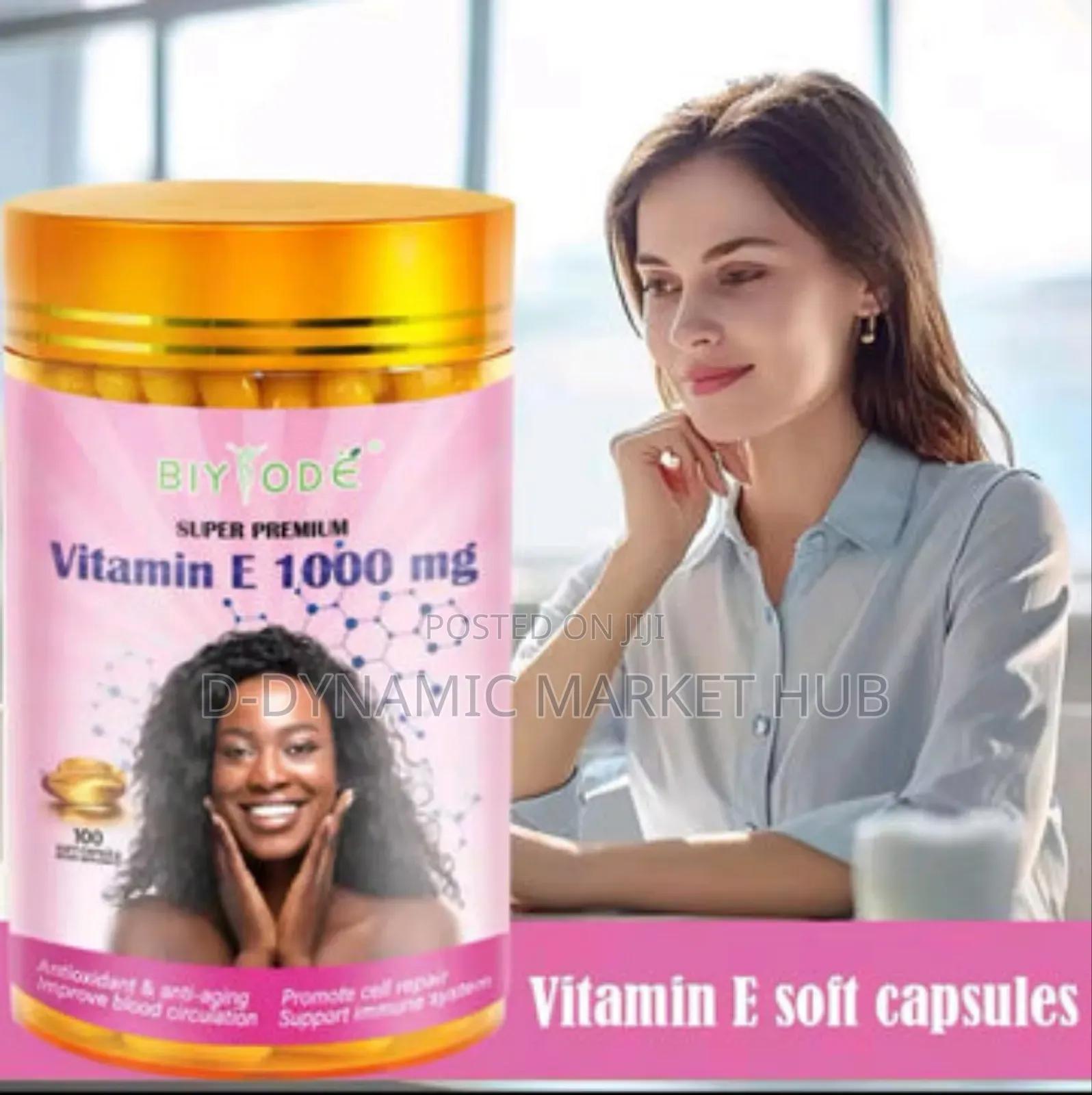 Biyode Vitamin E Capsule (100 Softgels, 1000mg)